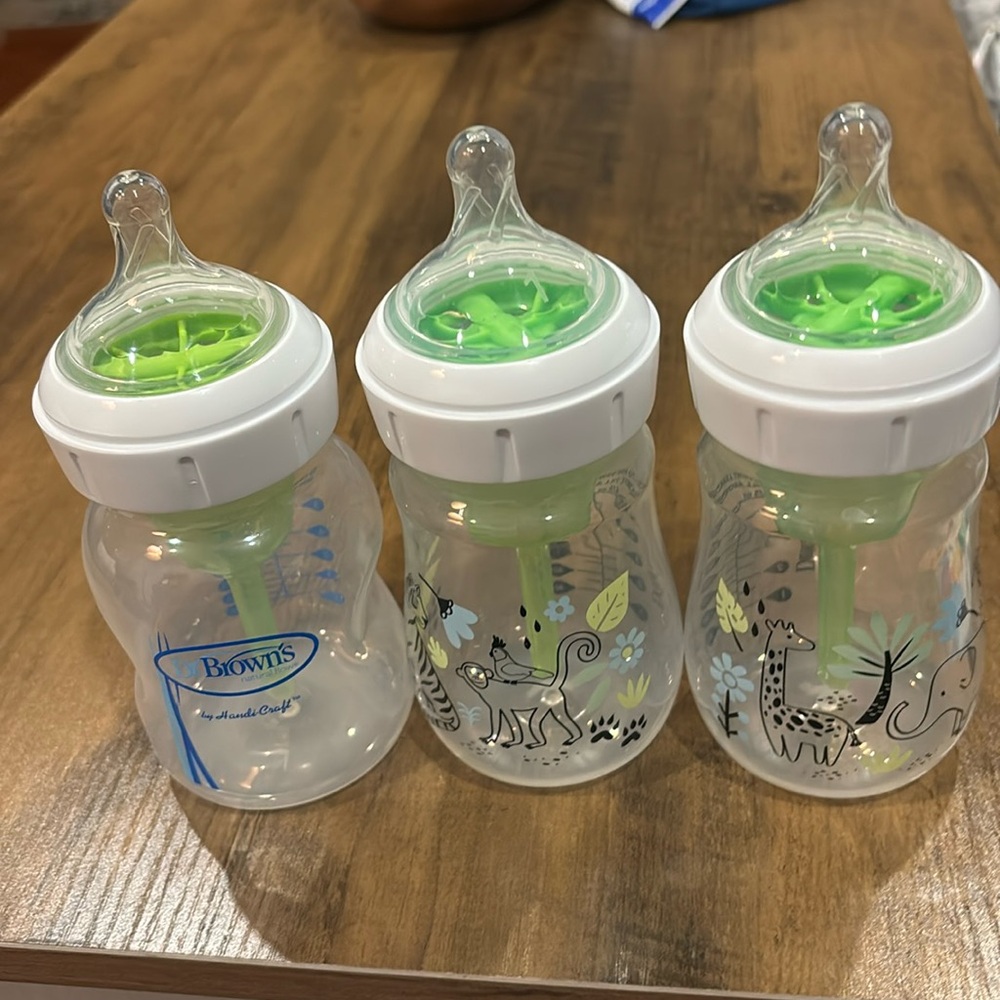 Three dr brown bottles 5 oz - like new